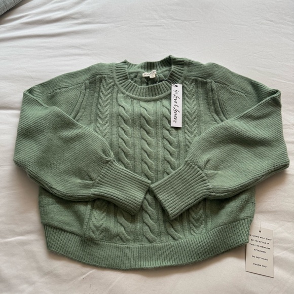 For Love & Lemons NWT Sydney Crop Sweater in Sage Sz 1X - Picture 5 of 12